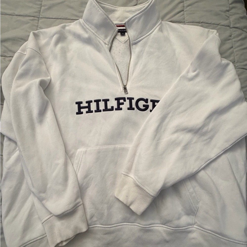 Tommy Hilfiger White Zip-Up Sweater